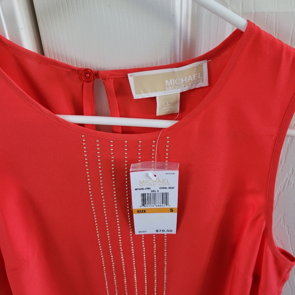 NWT- Michael Kors Small Coral w/gold Tank - Picture 3 of 3